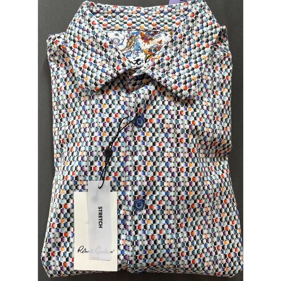 NWT Robert Graham Flamenco Mens Large Button Up Shirt Geometric AOP $198 L/S - Picture 1 of 14